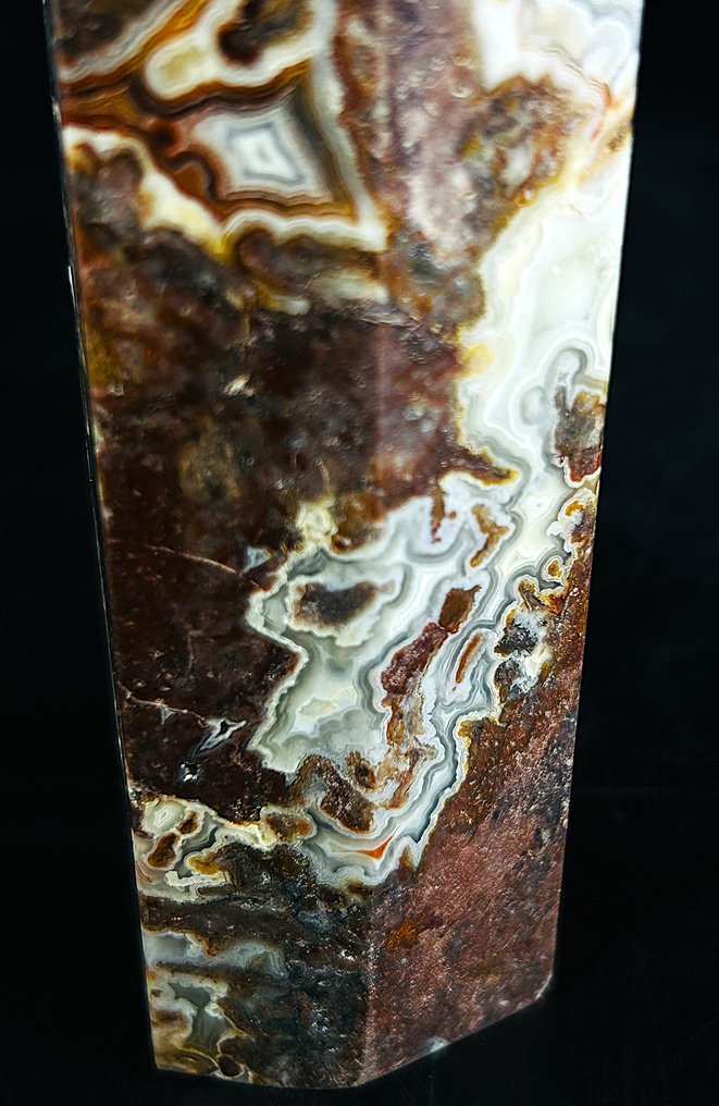 Τείχος κρυστάλλου Lace Agate - Χωρίς ελάχιστη προσφορά. Μοναδικά διακεκομμένα μοτίβα & Druzy - Ύψος: 217 mm - Πλάτος: 40 mm- 516 g - (1) #3.2
