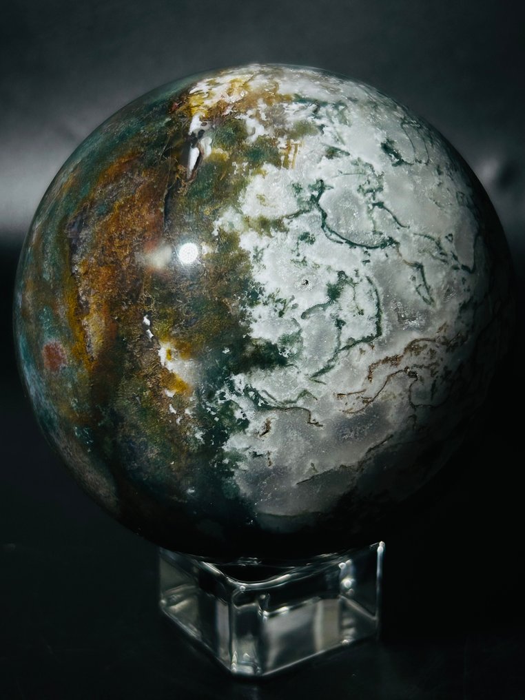 Moss Agate Crystal Sphere – Forest Patterns from Indonesia Ø 90mm- 1008 g - (1) #1.0
