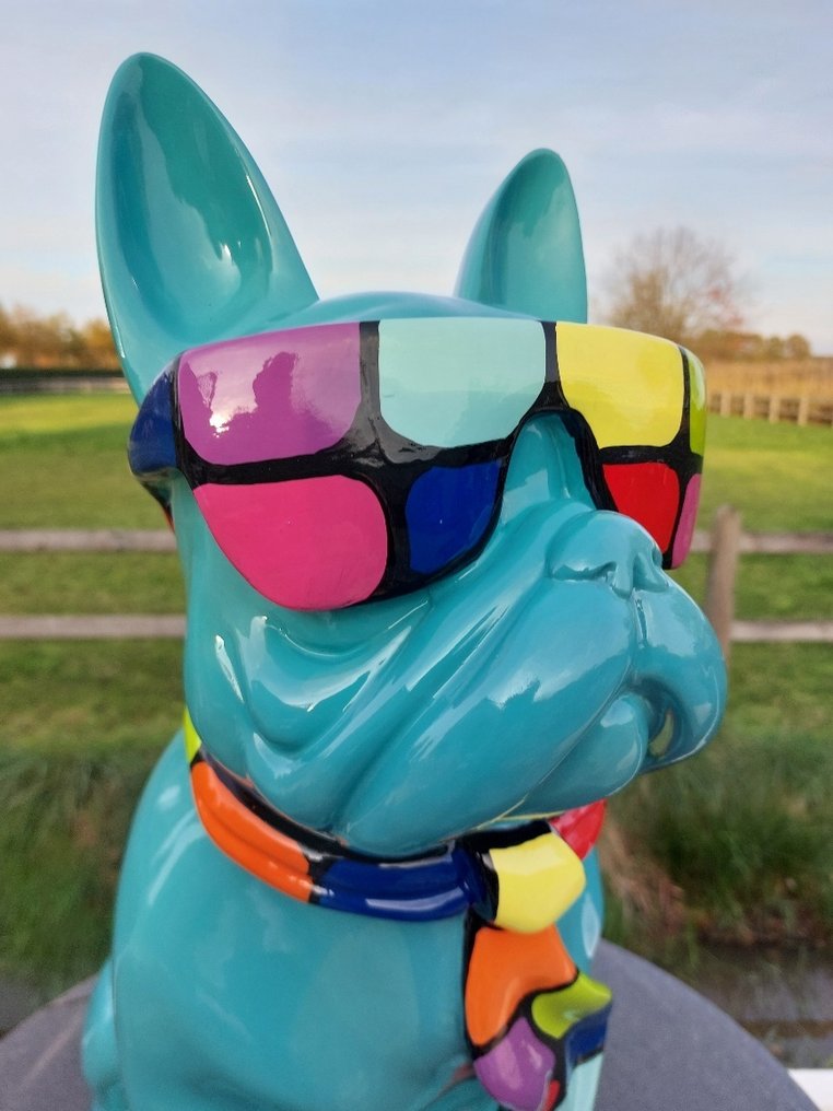 塑像, hand painted  dog with sunglasses in diverse  color - 60 cm - polyresin #4.3