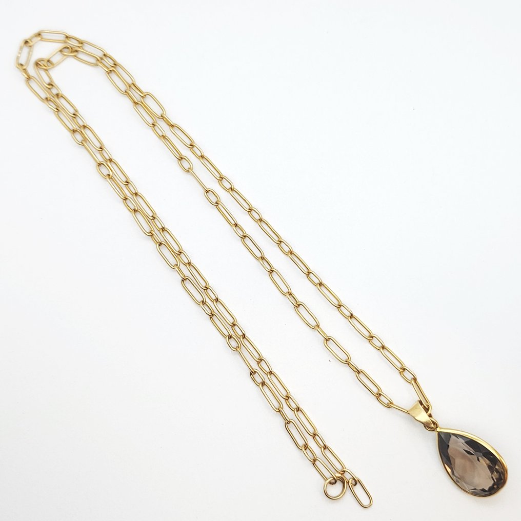 Necklace with pendant - 18 kt. Yellow gold - 14.00ct. tw. Quartz #1.0