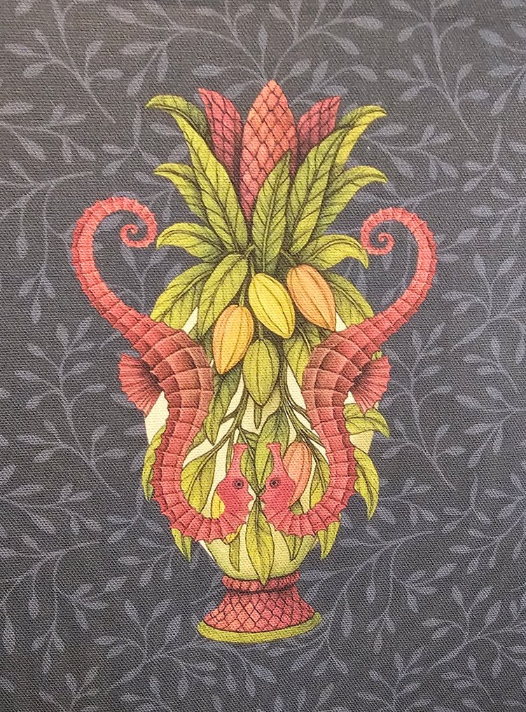 Limited edition! XXL fabric 'Vases Paradise' with crocodiles and flamingos - 300x280cm - Artistic - Textile  - 300 cm - 280 cm #1.0