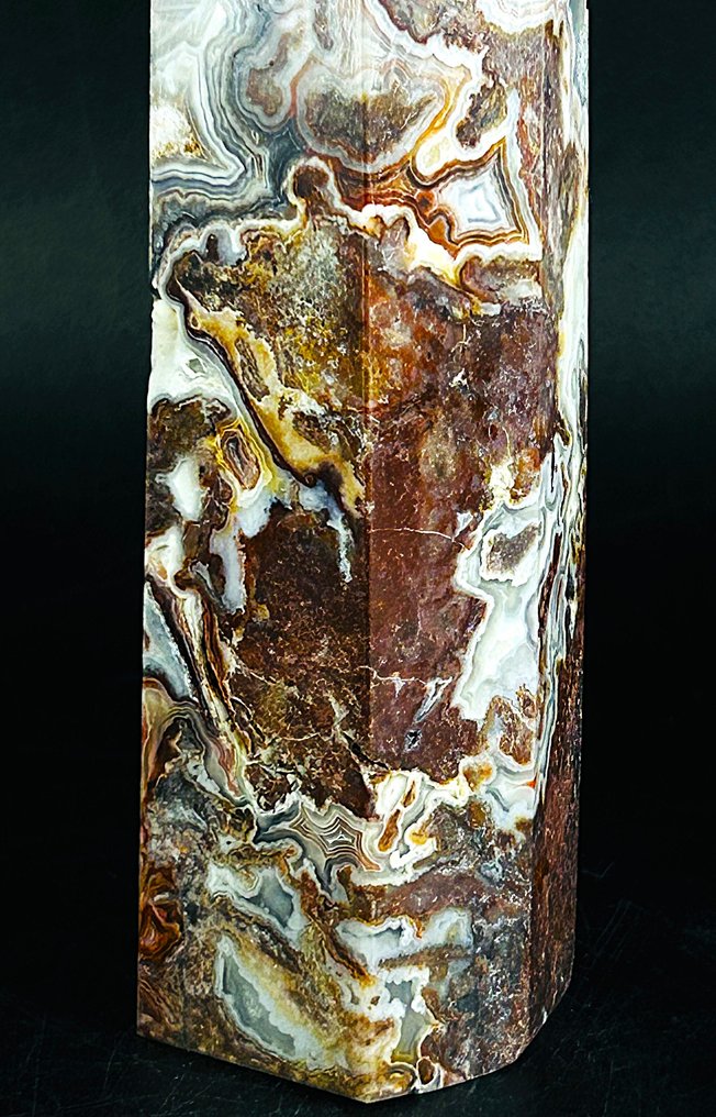 Τείχος κρυστάλλου Lace Agate - Χωρίς ελάχιστη προσφορά. Μοναδικά διακεκομμένα μοτίβα & Druzy - Ύψος: 217 mm - Πλάτος: 40 mm- 516 g - (1) #4.3