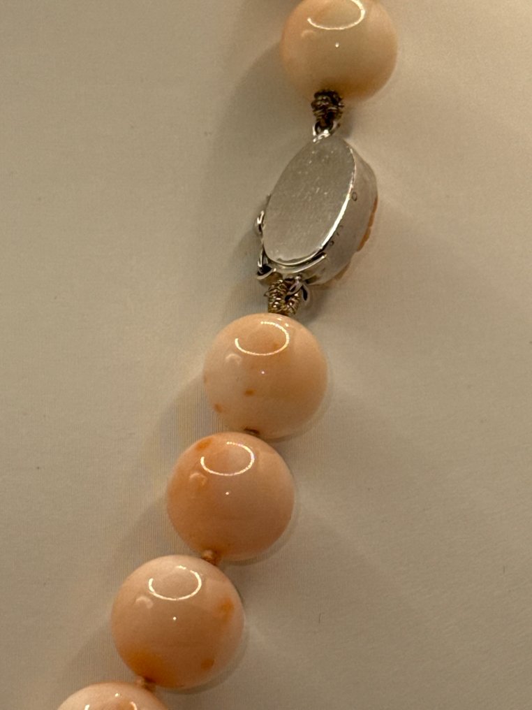 珊瑚 - 18K包金 - 白金 - 项链 - 粉色珊瑚 #4.3