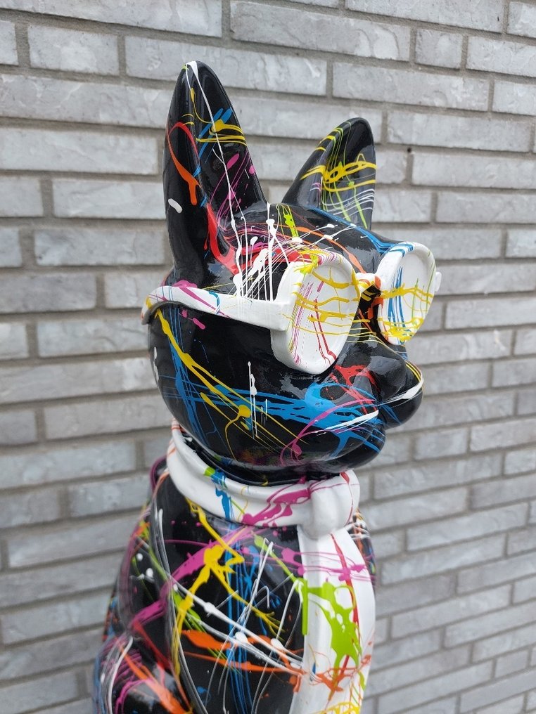 Statue, hand painted dog with sunglasses in diverse color - 57 cm - polyresin #4.3