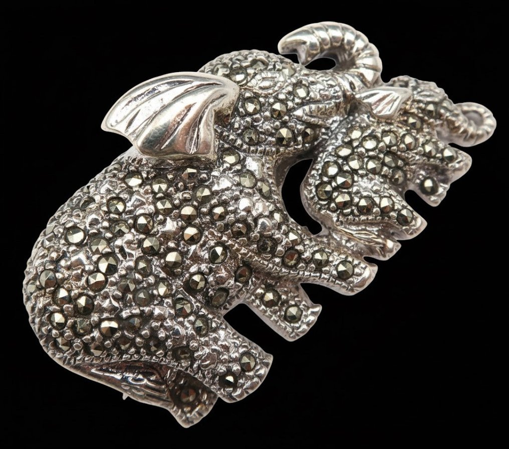 银, 925纯银象形胸针与马卡斯石：家族的智慧与保护 - 胸针 #1.0