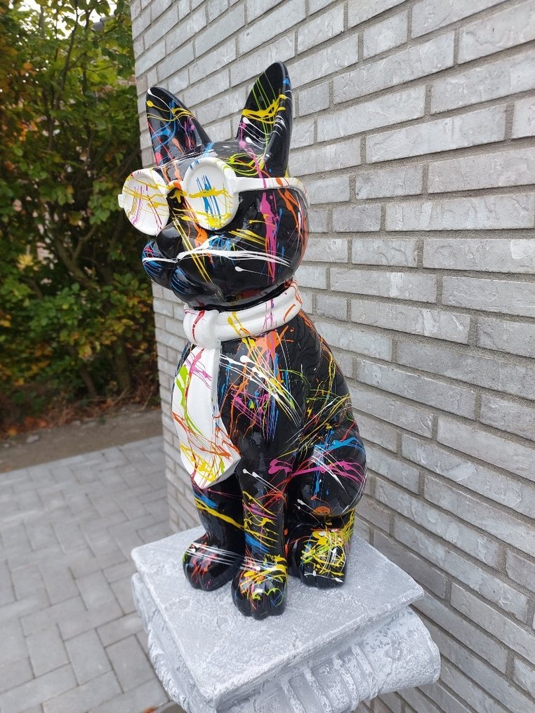 Statue, hand painted dog with sunglasses in diverse color - 57 cm - polyresin #1.0