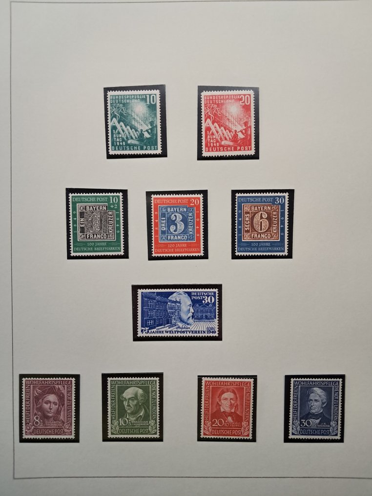 Germany, Federal Republic 1949/1959 - Collection on sheets with combination prints and special features, mint and canceled; Michel approx. #1.0