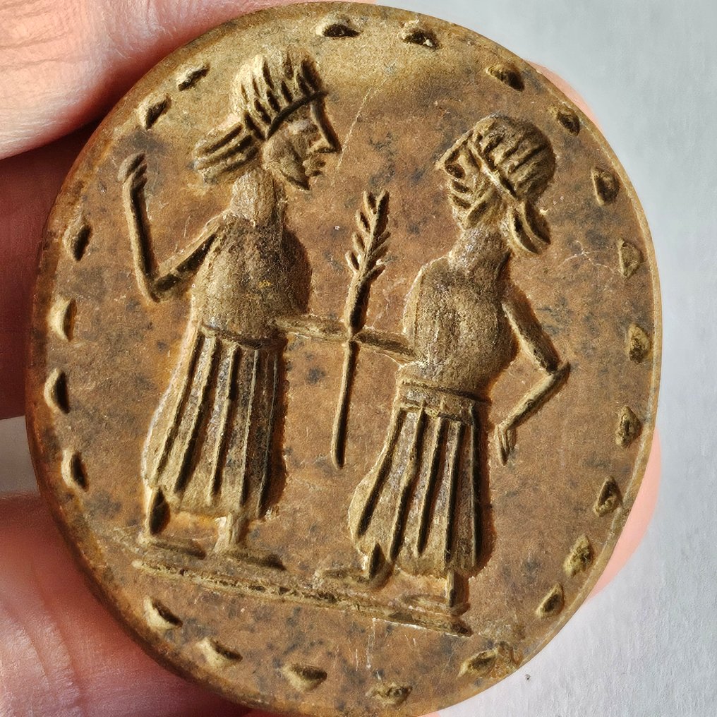 Κεντρική Ασία Ίασπις Ματάκι φυλαχτό με σφραγίδα Βασιλιά και Βασίλισσας. - 41 mm  (χωρίς τιμή ασφαλείας) #1.0