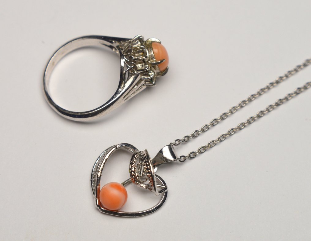 Coral - Anillo + Collar - Conjunto de joyas de 2 piezas #1.0