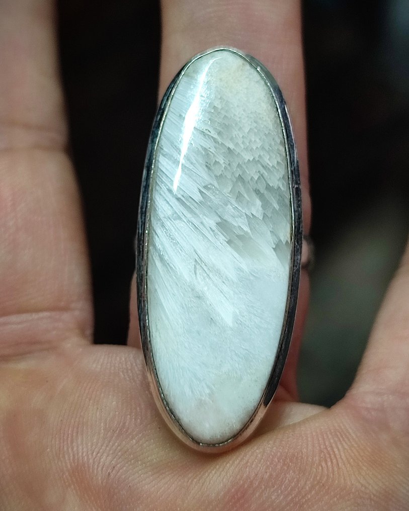 Anello in Scolecite, bellissimo e raro, in argento 925, spedizione gratuita - Anello #3.2