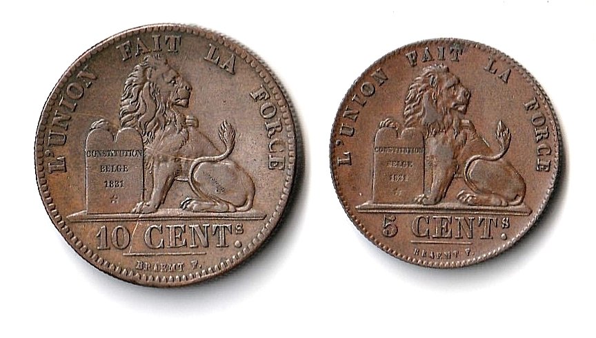 比利时. 利奥波德一世. 5, 10 Cents 1848/1856  (没有保留价) #1.0