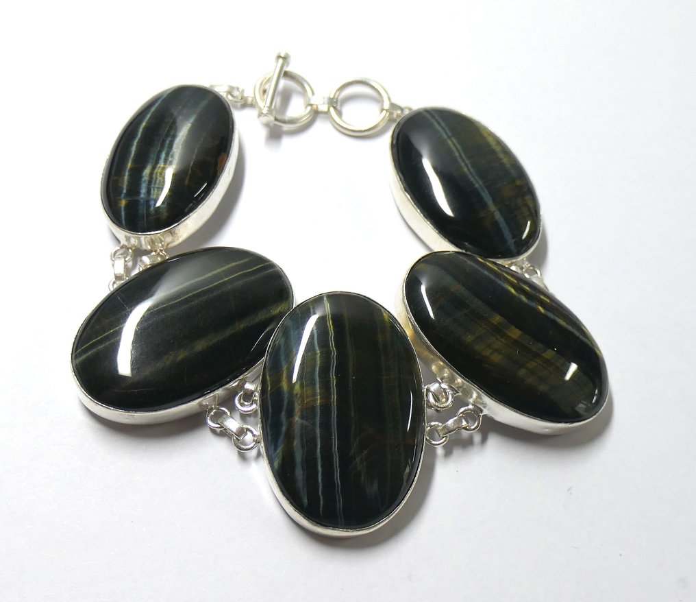 精彩的虎眼石手链 - 100% 天然 珠宝- 52.53 g #4.3