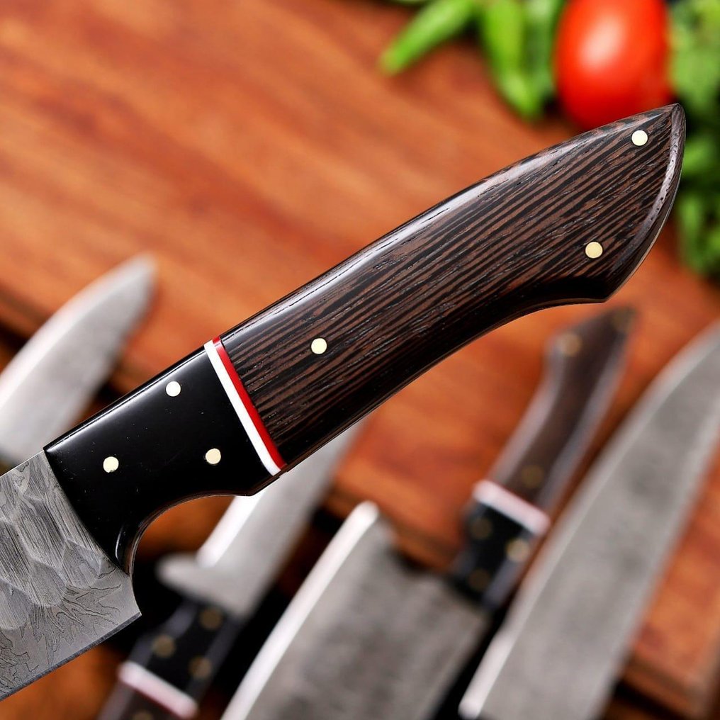 Μαχαίρι κουζίνας - Chef's knife - Χάλυβας, Ξύλο, Δέρμα - Άγνωστη - Με δέρμα τσάντα #3.2