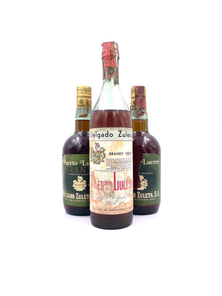 Delgado Zuleta - Puerto Lucero Brandy Viejo - b. 1960s, 1970s - 75cl - 3 bottles #1.0