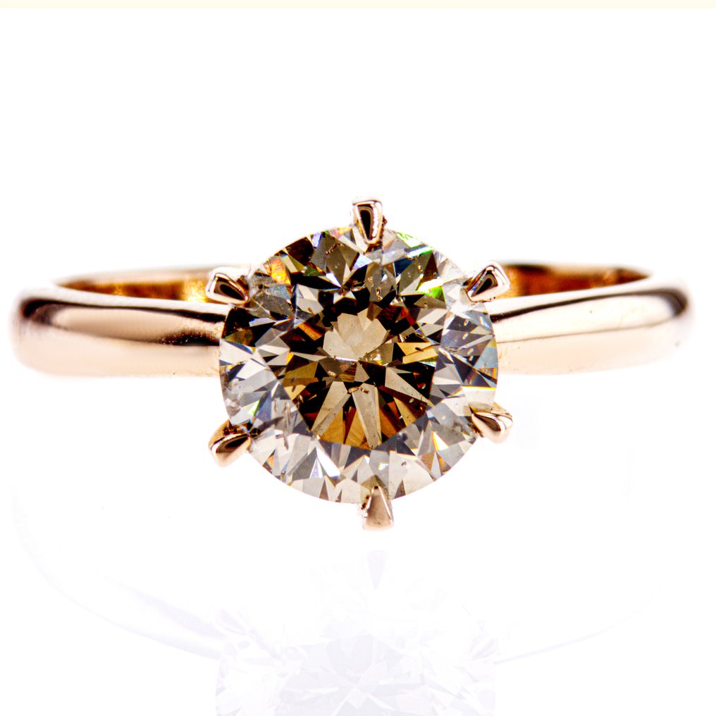 Ei pohjahintaa - Kihlasormus - 14 kt. Ruusukulta - 2.12ct. tw. Timantti (Luonnonvärinen) #1.0