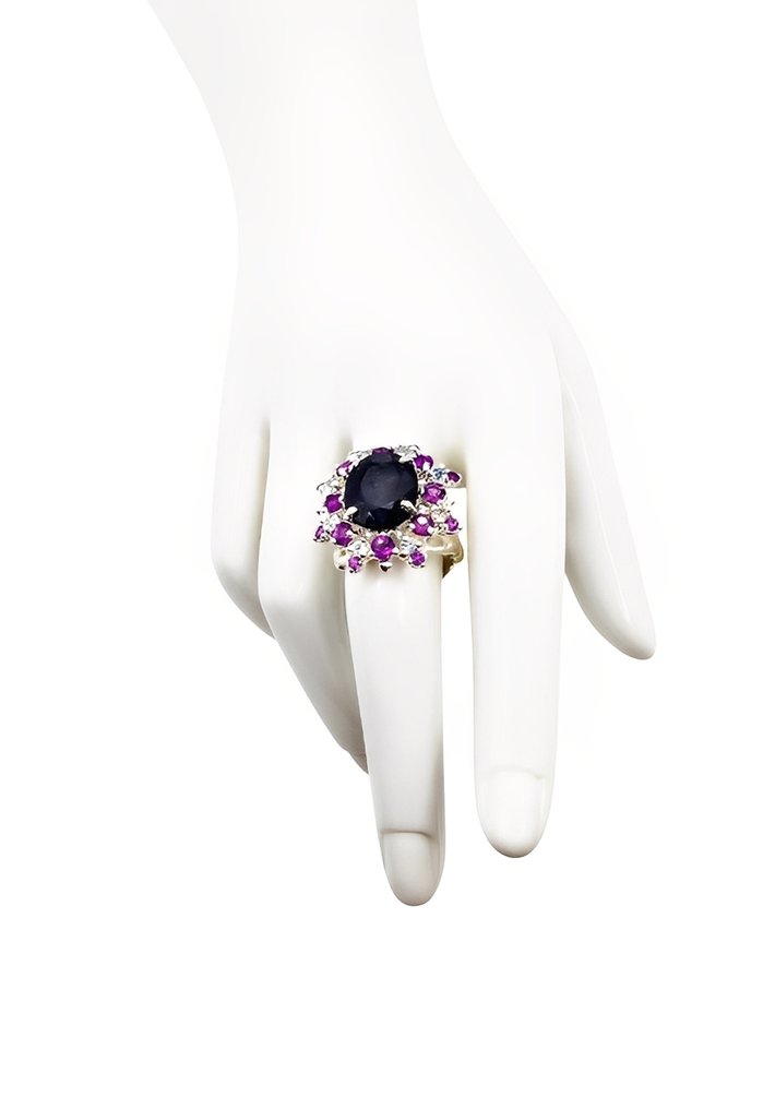 沒有保留價 - 戒指 銀, 鍍金 藍寶石 - 紫水晶 - Topazio - 15,60 克拉 #3.2