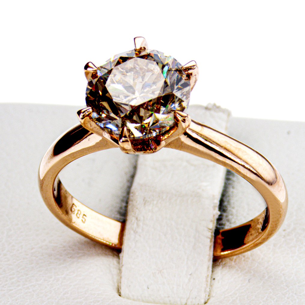 Ei pohjahintaa - Kihlasormus - 14 kt. Ruusukulta - 2.12ct. tw. Timantti (Luonnonvärinen) #1.0