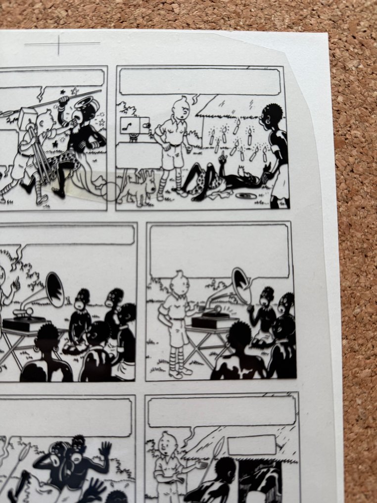 Hergé - Tintin au Congo  - Page complète  film A4 cello/plastic du trait encre de Chine #3.2