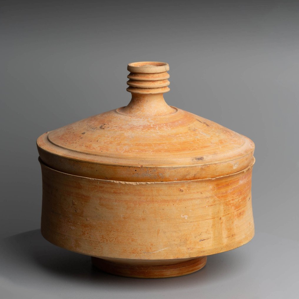 古希臘,希臘化時代 陶瓷 带盖的Pyxis,公元前1世纪,高度18厘米。 #1.0