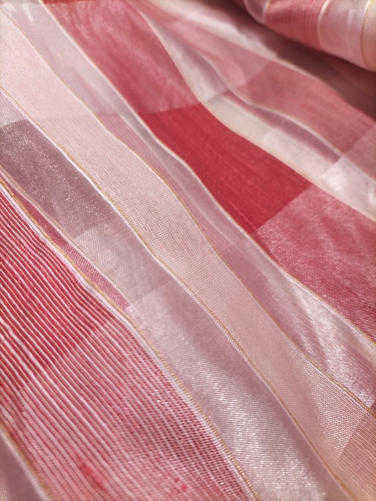 Fantastica organza a quadri rossi in doppia altezza- made in Italy - Gardinstoff  - 450 cm - 330 cm #3.2