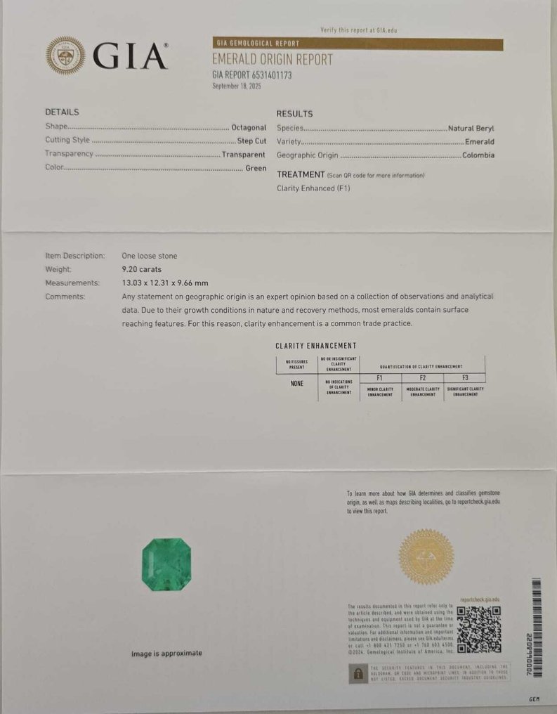 1 pcs  Zöld Smaragd  - 9.20 ct - Amerikai Gemmológiai Intézet (GIA) - GIA- Kolumbia ingyenes szállítással #2.1