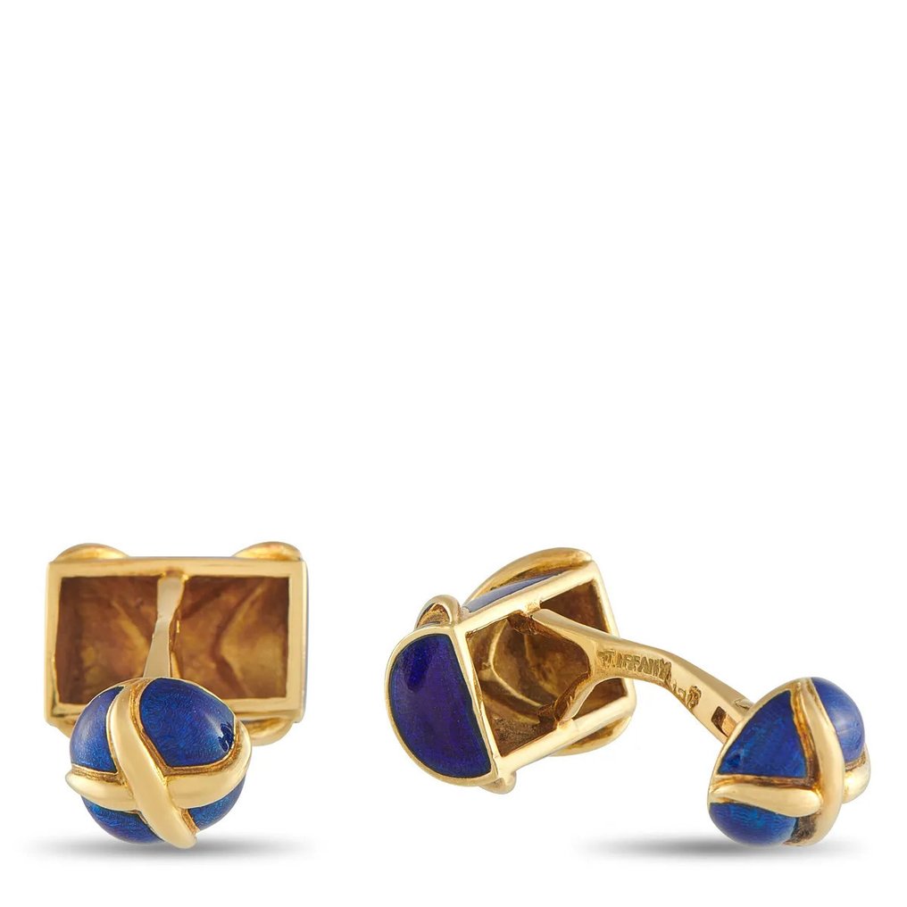 Tiffany & Co. - Boutons de manchette - 18 carats TIFFANY & CO. Tiffany & Co. boutons de manchette en or jaune 18 carats émaillé, Or jaune #1.0