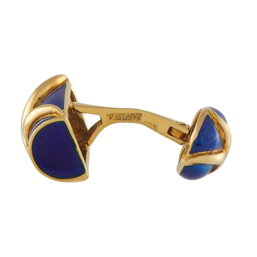 Tiffany & Co. - Boutons de manchette - 18 carats TIFFANY & CO. Tiffany & Co. boutons de manchette en or jaune 18 carats émaillé, Or jaune #3.2
