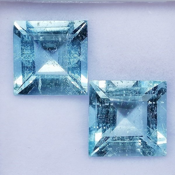 2 pcs Blå Akvamarin - 6.08 ct - Instituto Gemólogico Español (IGE) - Ingen behandlinger/F1 #1.0