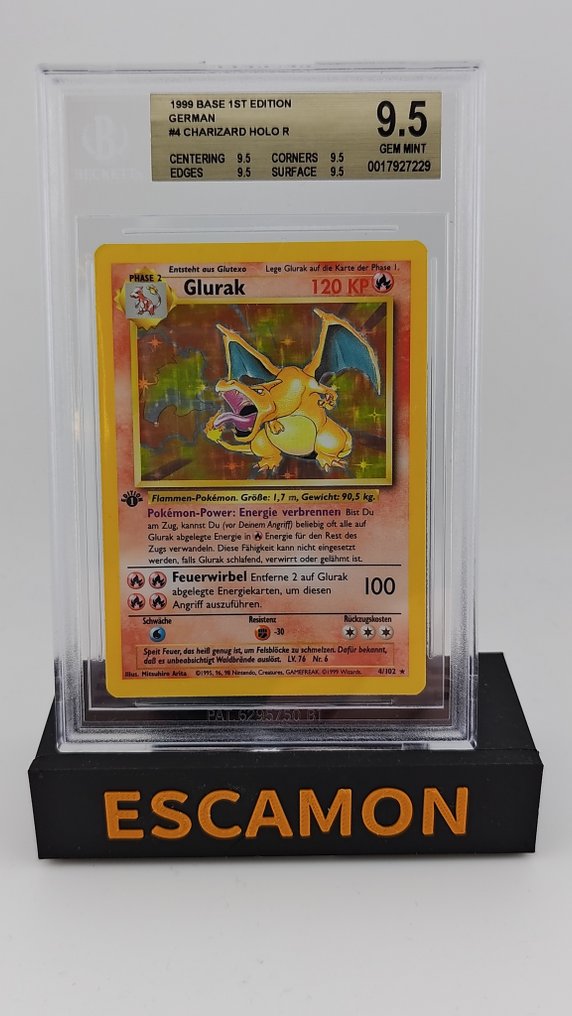 Pokémon - 1 Graded card - Charizard Prima edizione, Foil - Beckett 9.5 - WOTC #1.0
