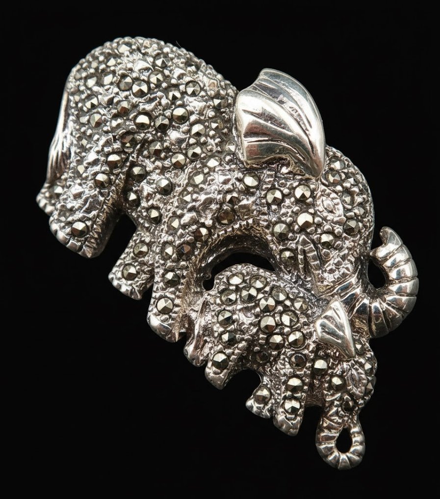 银, 925纯银象形胸针与马卡斯石：家族的智慧与保护 - 胸针 #2.1