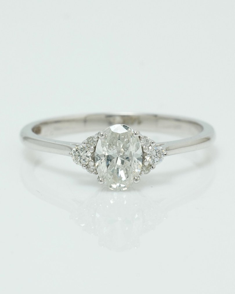 Bague de fiançailles - 14 carats Or blanc - 0.62ct. tw. Diamant (Naturelle) - Diamant - Bague de mariage à groupe ovale #1.0