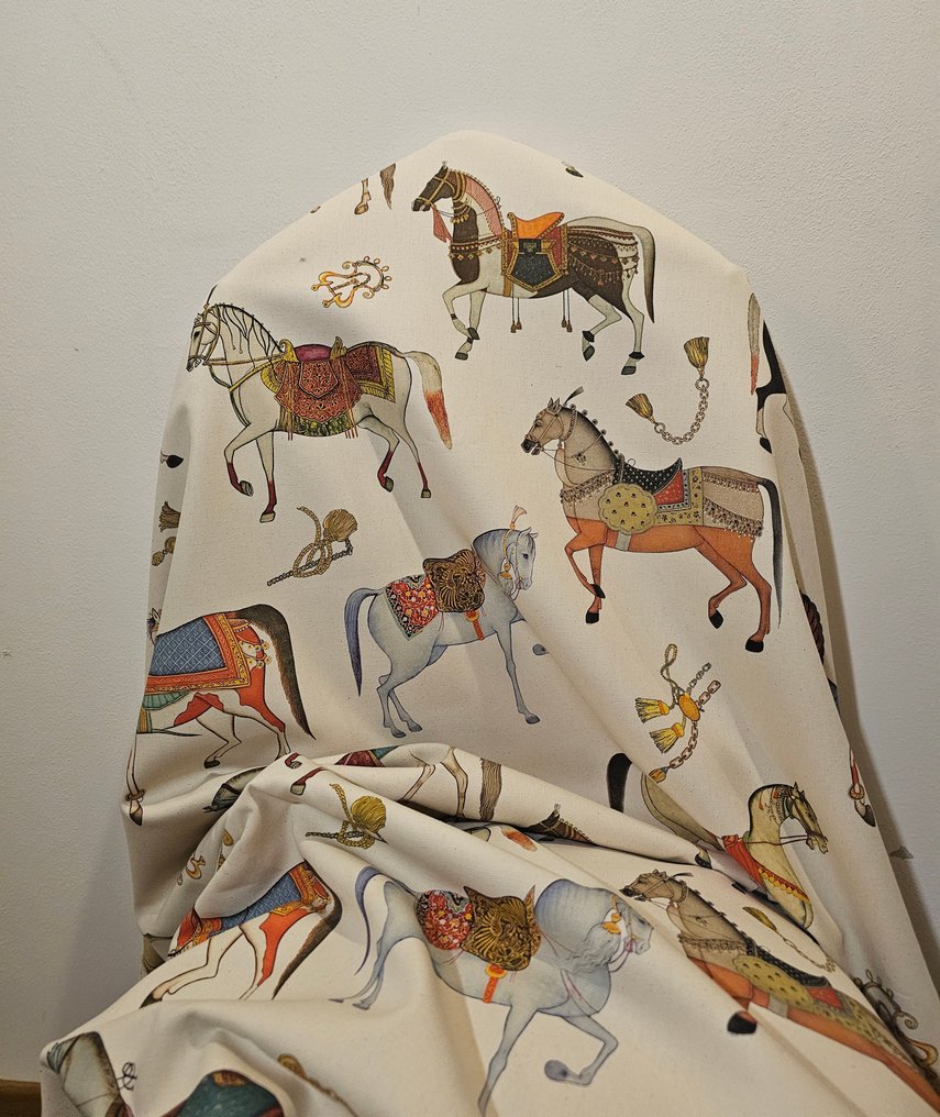 Υφασμα 'Chevalier' με άλογα αγώνα -300x280cm- Σχεδιασμός με άλογα. - Ύφασμα  - 300 cm - 280 cm #2.1