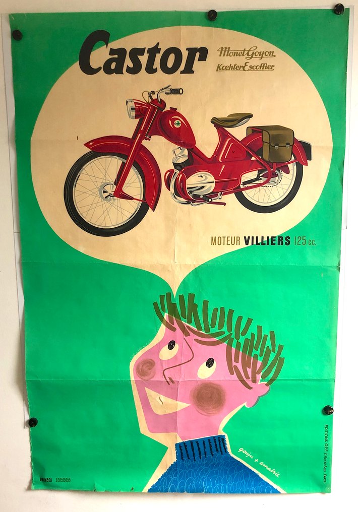 Gouju + Amalric - Gouju + Amalric – Cyclomoteur Castor – 76,5 X 116,5 cm – Affiche originale – 1956 #1.0