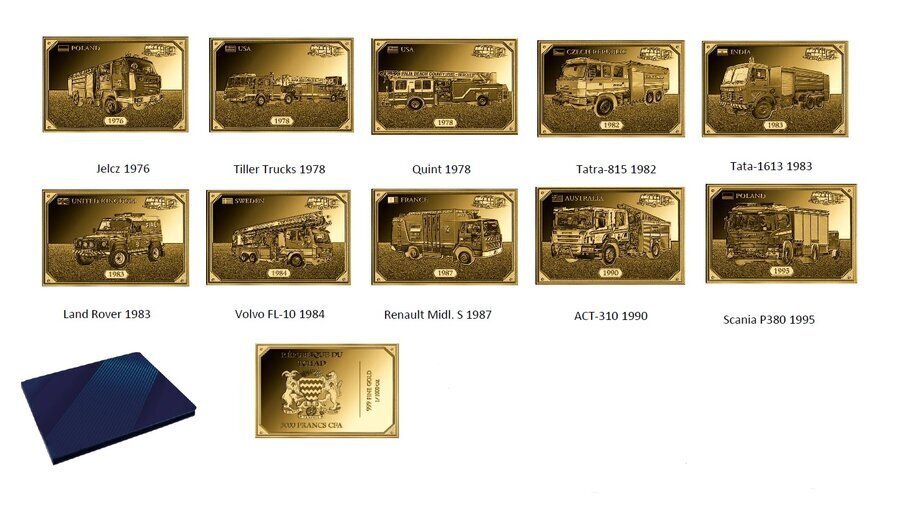 10 x 1/1000 troy oz - 金 .999 - Fire Brigade Internaticional Coins Set III (w/ Display Case & Coa) #1.0