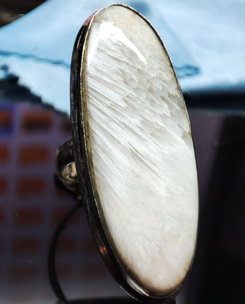 Anello in Scolecite, bellissimo e raro, in argento 925, spedizione gratuita - Anello #1.0