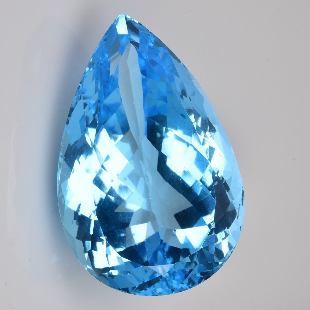 1 pcs Albastru Topaz - 79.53 ct - Asociația internațională de pietre prețioase colorate (ICA GemLab) - Swiss Blue Topaz #1.0