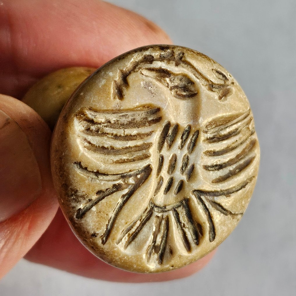 Centralasiatisk Jasper Eagle Seal Bead Talisman - 30 mm #1.0