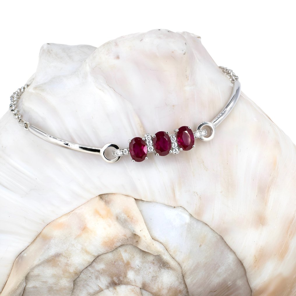 沒有保留價 - 手鈪 鍍金 紅寶石 - 黃玉 - 18K 金镀层 #1.0