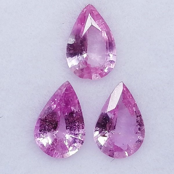 3 pcs  粉色 蓝宝石  - 1.12 ct - 西班牙宝石学院（IGE） - 无残留的加热 #4.3