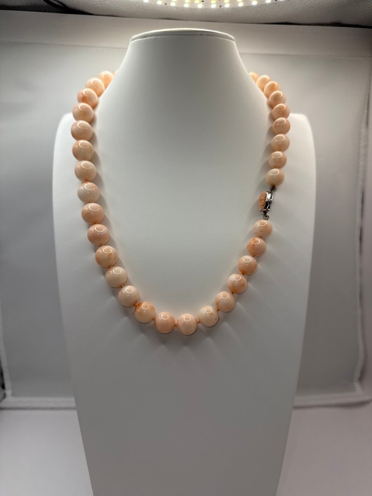 珊瑚 - 18K包金 - 白金 - 项链 - 粉色珊瑚 #1.0