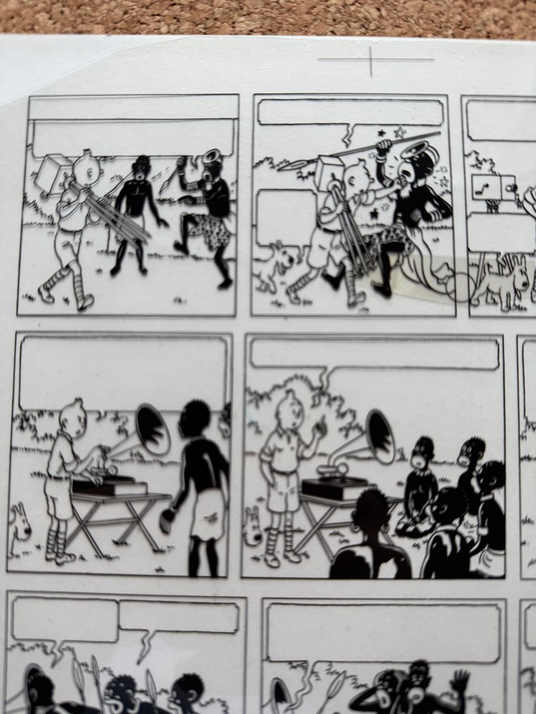 Hergé - Tintin au Congo  - Page complète  film A4 cello/plastic du trait encre de Chine #1.0