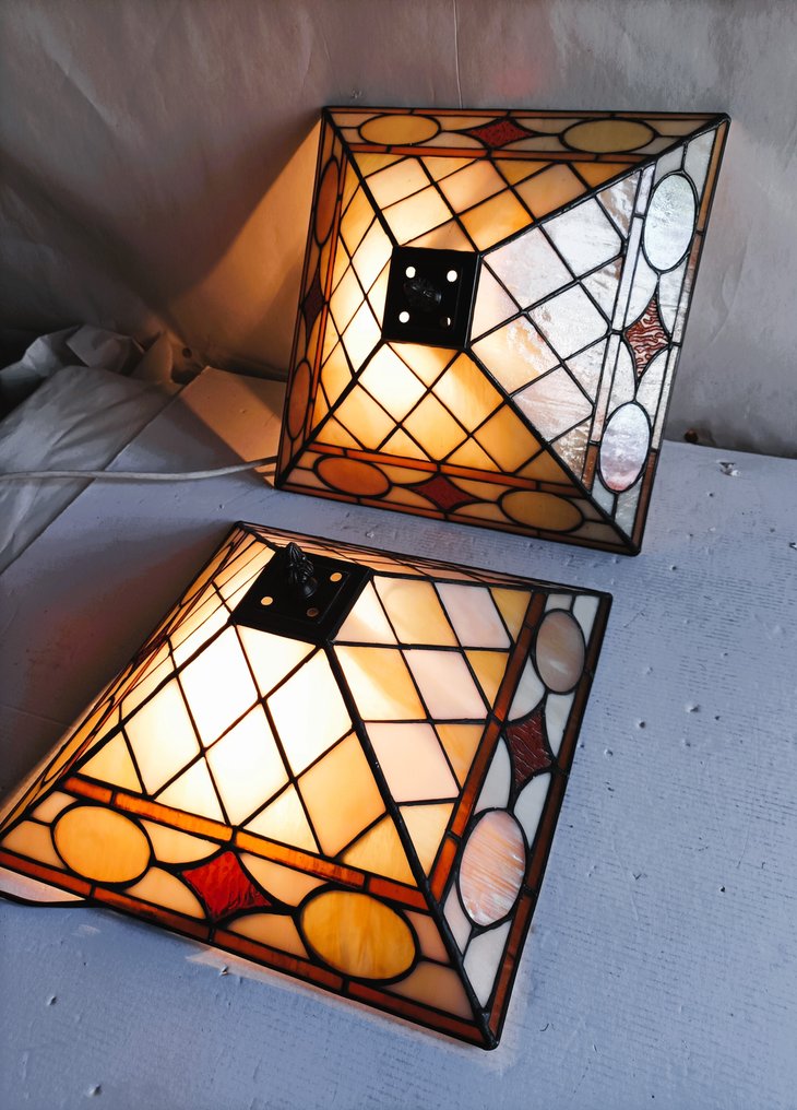 吸顶灯 (2) - Tiffany - 铅玻璃与钢 - 蒂芙尼风格的吊顶 #2.1