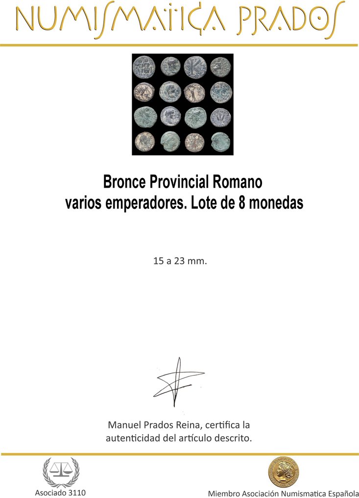 Római Birodalom (tartomány). Varios Emperadores. Lote de 8 monedas (Nincs minimálár) #1.0
