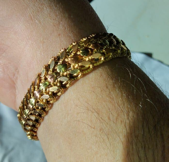 手鈪 - 18 克拉 黃金, 玫瑰金 - 18k黄金古董手链 #1.0