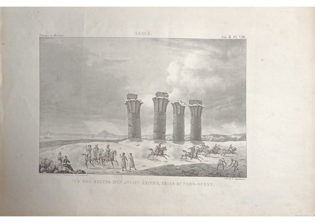 Luxor, Egypt - 19th-Century Nubian Ruins – Voyage à Méroé, Lithograph by Engelmann; Godefroy Engelmann (1788–1839) - Voyage à Meroe - 1821-1850 #1.0