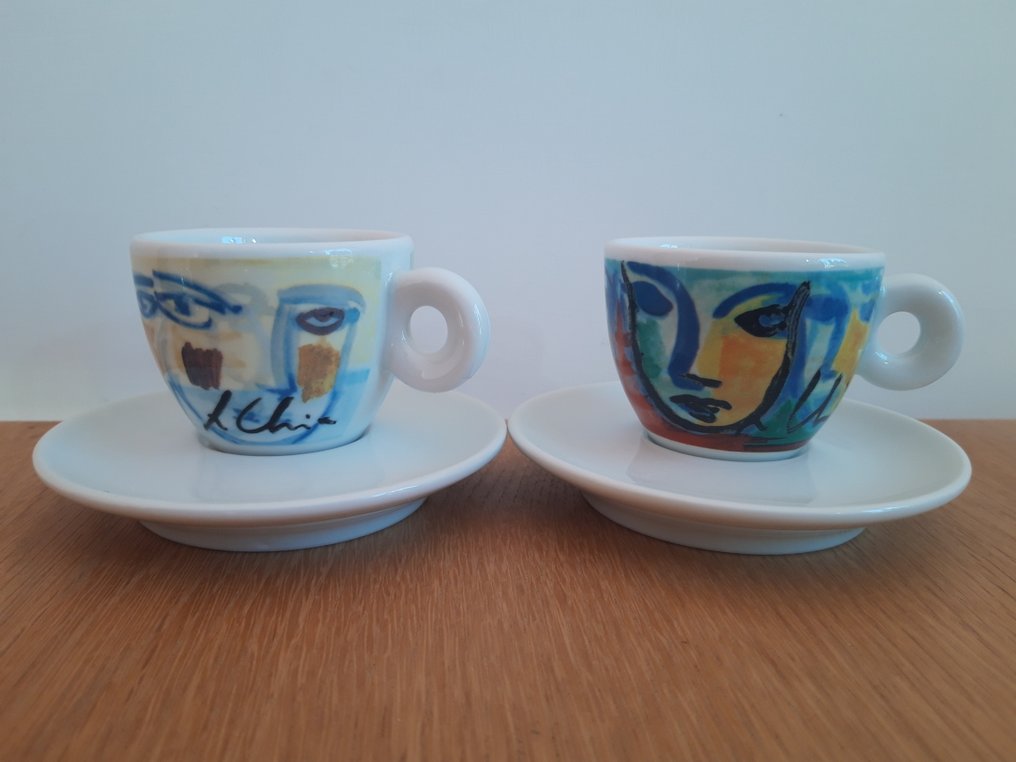 Richard Ginori - Sandro Chia - 咖啡杯具組 (6) - Illy Collection 1994 - 瓷器 - 意大利面孔系列 #2.1
