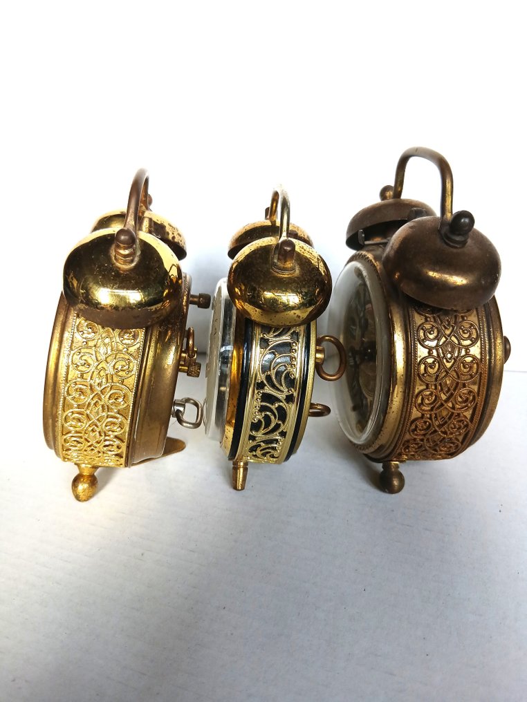 Table/desk clock  (3) - Blessing, Jerger en Trenkle -   copper, glass, metal - 1960-1970 - elegant alarm clocks #2.1