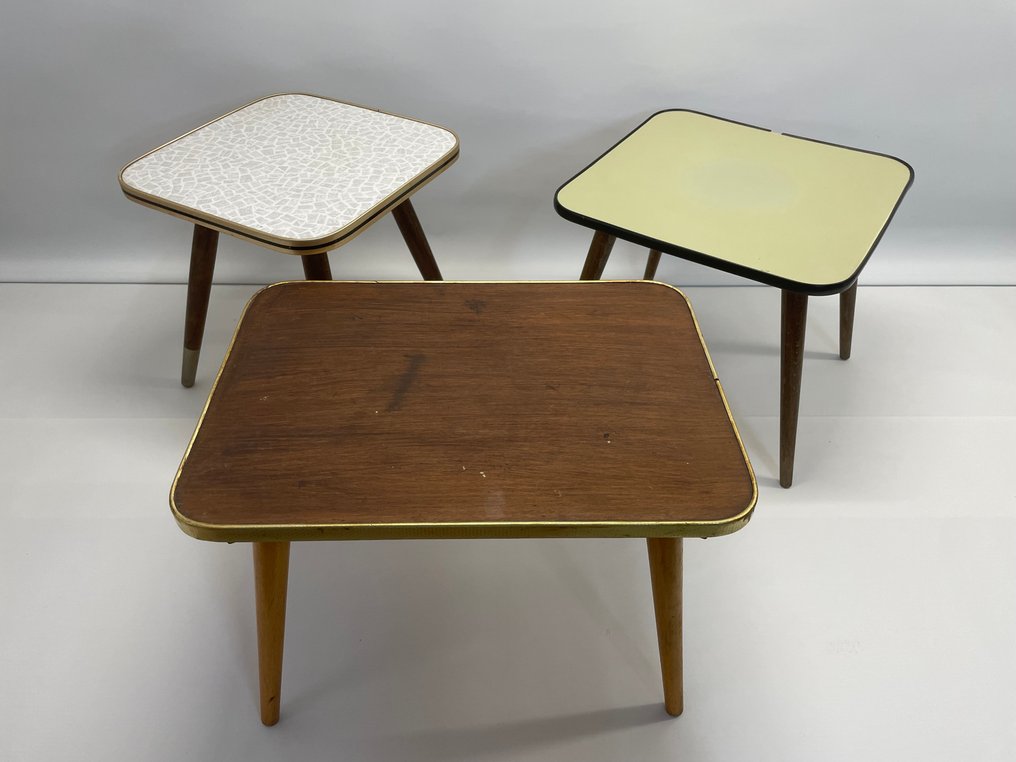 Side table - Wood Metal - Three plant tables / flower stools #1.0