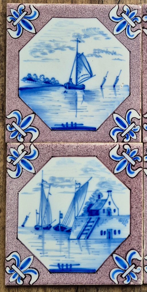 古風 瓷磚 (4) - 小船在水上 - 古風 - 1920-1930 - 四块风景瓷砖  #2.1