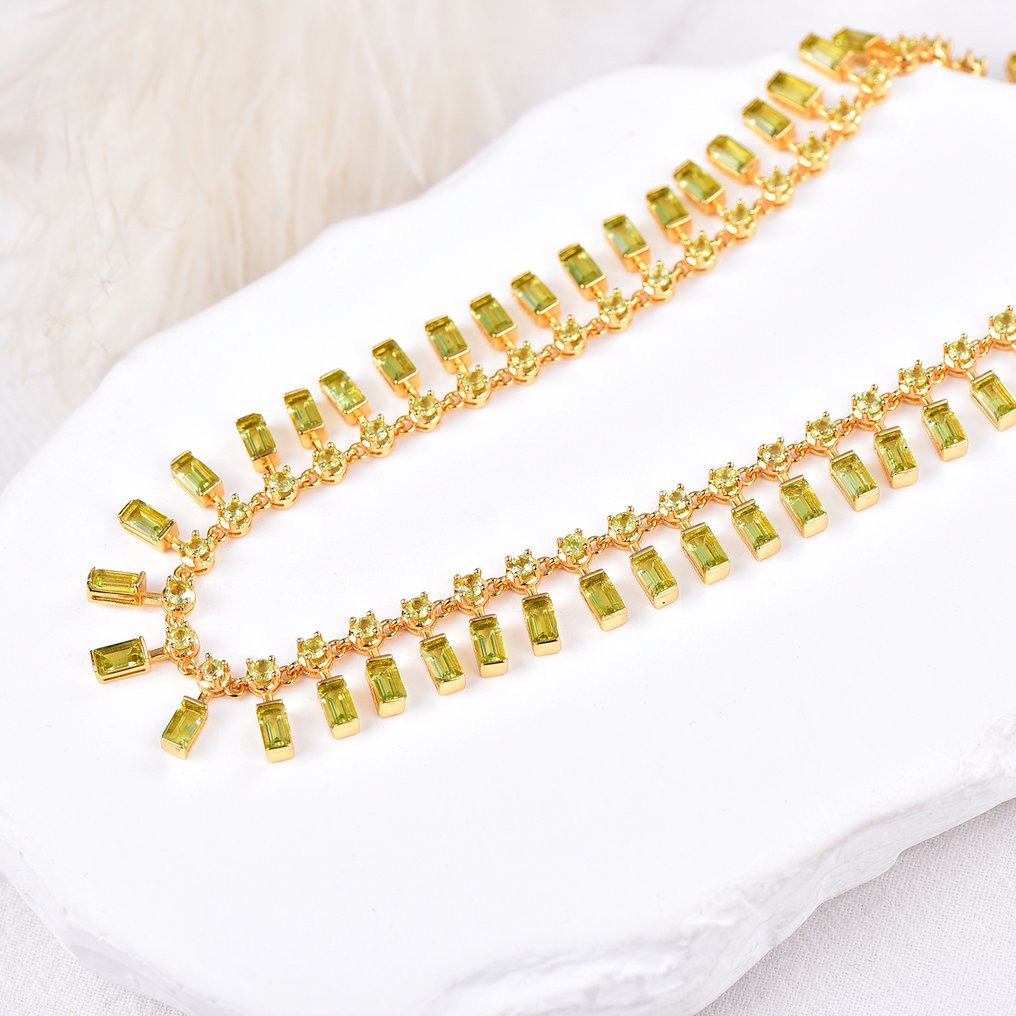 Nincs minimálár - Nyaklánc Ezüst - Peridot - Certified #3.2